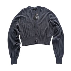 City Chic Cardi Sassy Knit Steel cropped ribbed cardigan plus size 20